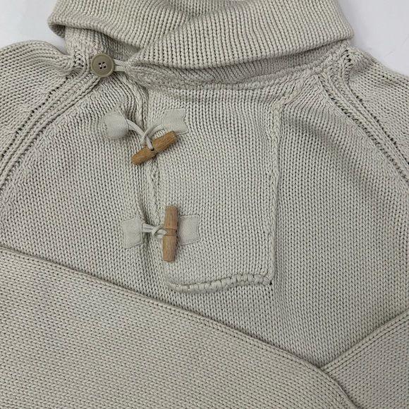 Zara Man Sport Classic Beige/Cream Chunky Knit Sweater Size Large Cowl Neck - Picture 2 of 4